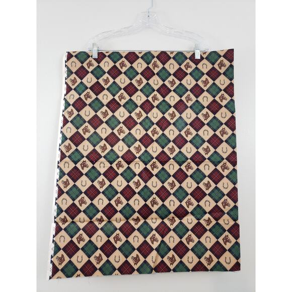 (Ma) Cranston Print Works Fabric Horse Horseshoe Aquestrian Sewing 44"x 1-1/2 Y - Picture 2 of 5